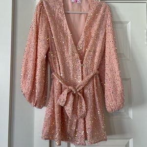 Buddy Love Pink Sequin Wrap Dress